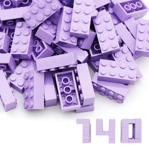 HIUME 140 Bausteine-Set - 2x4 Klassische Steine, Hochwertig, Kompatibel mit Top-Marken, Bunt, für Kinder & MOC-Liebhaber - Violett von HIUME