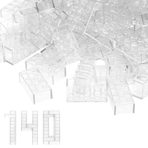 HIUME 140 Building Blocks Set - 2 x 4 Classic Bricks, Kompatibel zu Allen Anderen Herstellern, Colourful, for Children & MOC Lovers - Transparent von HIUME