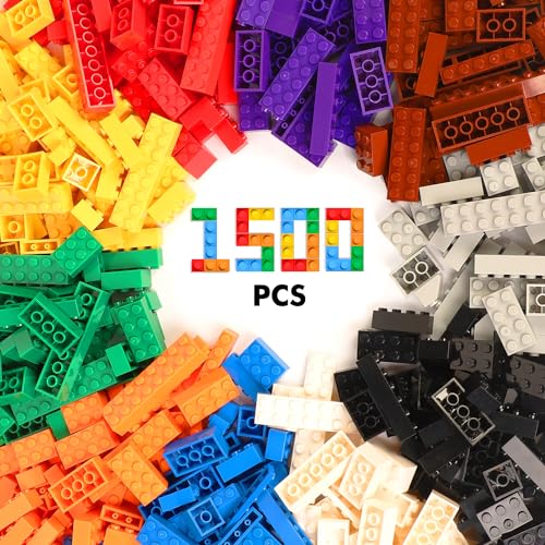 HIUME 1500 Basic Bausteine Box, Klassische Basis Steine Nachfüllpacks kompatibel mit Lego und Allen führenden Marken – Geschenke für Jungen und Mädchen ab 4 Jahren von HIUME