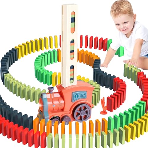 HIUOUIH Domino Zug Set 60 Stück Dominosteine Spiel Automatischer Domino-Zug mit Ton Baustein Spielzeug für Jungen und Mädchen, Rosa HIUOUIH Domino Zug Set 60 Stück Dominosteine Spiel Automatischer Domino-Zug mit Ton Baustein Spielzeug für Jungen und Mädchen, Rosa von HIUOUIH