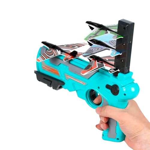 HIUOUIH Flugzeug Spielzeug Styroporflieger Wurfgleiter mit Flugzeug Katapult Pistole Segelflugzeug Styropor Kinderspielzeug Styropor Flugzeuge für Jungen und Mädchen, Grün von HIUOUIH