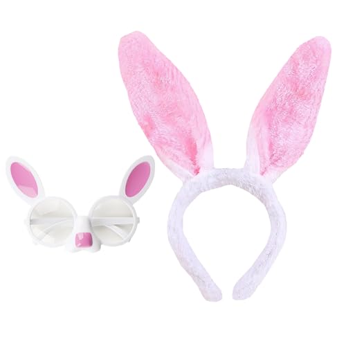 HIXNUG 2-teiliges Hasenkostüm-Zubehör-Set, Hasenohren, Haarband, für Cosplay, Geburtstag, Ostern, Partyzubehör HIXNUG 2-teiliges Hasenkostüm-Zubehör-Set, Hasenohren, Haarband, für Cosplay, Geburtstag, Ostern, Partyzubehör von HIXNUG