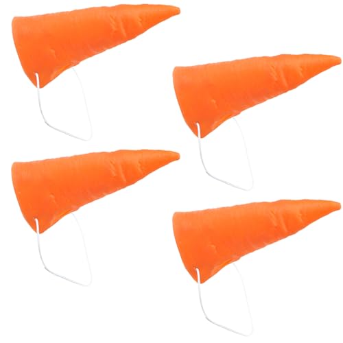 HIXNUG 4 x orangefarbene Karottennase, Weihnachten, Cosplay, Schneemann, Zubehör mit elastischer Schnur, Weihnachtsdekoration, Partyzubehör von HIXNUG