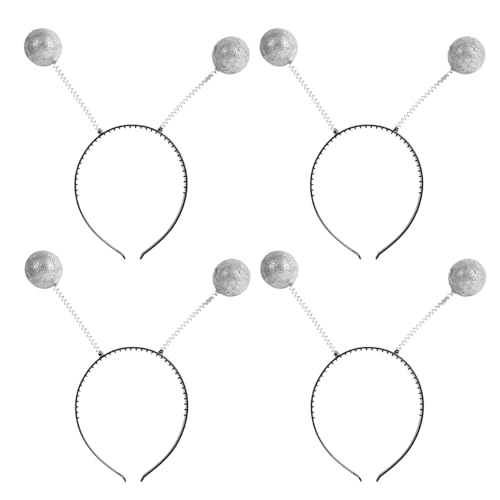 HIXNUG Alien-Stirnbänder, Mars-Antennen-Stirnband, Boppers für Weltraum-Thema, Halloween, Erwachsene, Kinder, 4 Stück (Silber) von HIXNUG