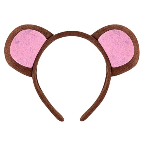 HIXNUG Plüsch-Haarreif mit Affenohren, braunes Tier-Haarreif, Halloween-Kostüm für Kinder und Erwachsene von HIXNUG