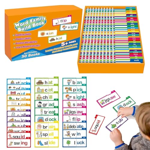 30 Lese- und Reim-Daumenkinos, Wortfamilien-Baubuch, Familien-Wortbuch, Lese- und Reim-Daumenkinos-Set, Wortfamilien-Daumenkinos, Interaktives Geschenk für Kleinkinder (1) von HItianya