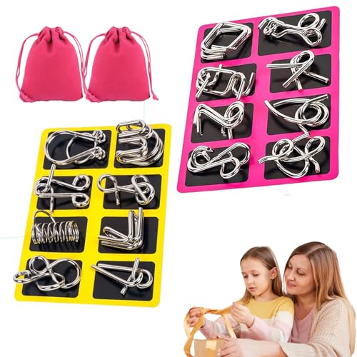 Berlinmoon Metall Puzzle Ring Achtteilig Blaue Version Denksportaufgaben, Denksport Aufgaben Puzzles für Kinder, 3D Metall Knobelspiele, Puzzle-Geduldspiel (A+B) von HItianya