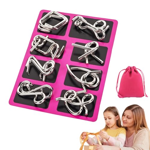 Berlinmoon Metall Puzzle Ring Achtteilig Blaue Version Denksportaufgaben, Denksport Aufgaben Puzzles für Kinder, 3D Metall Knobelspiele, Puzzle-Geduldspiel (B) von HItianya