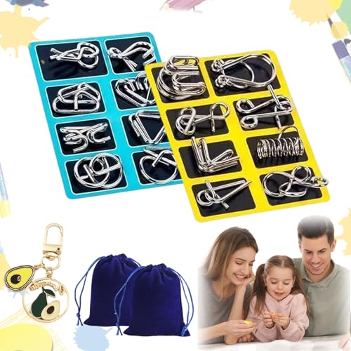 Berlinmoon Metall Puzzle Ring Achtteilig Blaue Version Denksportaufgaben, Metall-Puzzleringe 8 Teile Edition Gehirntraining, Geschenk für Kinder und Erwachsenes (2PC-A) von HItianya