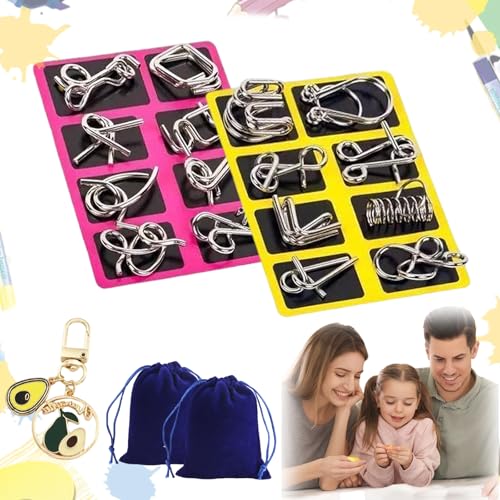 Berlinmoon Metall Puzzle Ring Achtteilig Blaue Version Denksportaufgaben, Metall-Puzzleringe 8 Teile Edition Gehirntraining, Geschenk für Kinder und Erwachsenes (2PC-C) von HItianya