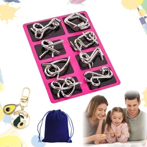 Berlinmoon Metall Puzzle Ring Achtteilig Blaue Version Denksportaufgaben, Metall-Puzzleringe 8 Teile Edition Gehirntraining, Geschenk für Kinder und Erwachsenes (B) von HItianya