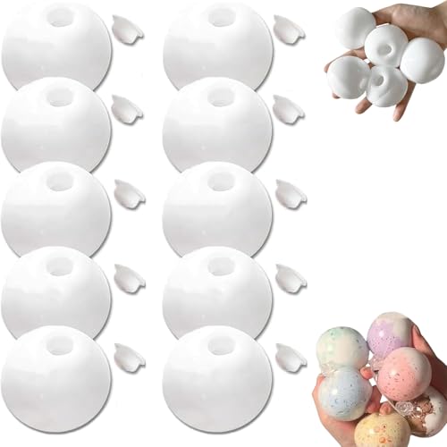 Blank Pressure Ball Skin DIY Kit, Milky Blank Skins Empty Stress Ball DIY Kit, Vakuum-Squishy-Stressball-DIY-Kits mit leerer Hautbasis, Deckel (White, 10pcs) von HItianya