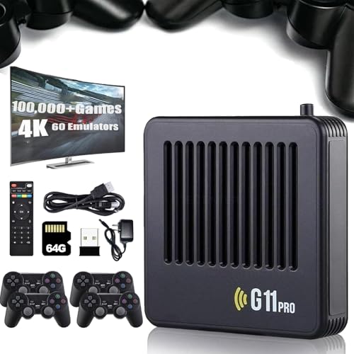 Neu Retrowave G11 Pro, 2025 Retro Konsole G11 Pro, Retro Wave G11 Pro, Retro Spielekonsole, 4k, 60+ Emulatoren, 100,000 Retro Games with 4 Wireless Dual Controllers (64GB) von HItianya