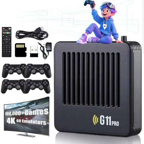 Verbesserte Version Retrowave G11 Pro, G11 Pro Konsole 100000 Spiele 4k, G11 Pro Konsole, Retro Game Console, Retro Wave G11 Pro mit 4 Controller, Plug & Play-Videospiele (64GB+2 Controllers) von HItianya