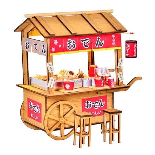 HJBHDOLL Chinesischer Stil Shop Gebäude Modell DIY Puppenhaus Miniatur Kit 3D Haus Möbel LED Licht Puzzle Spielzeug Junge Mädchen Weihnachten Geburtstag Geschenk (Japanische Straße Stall) von HJBHDOLL