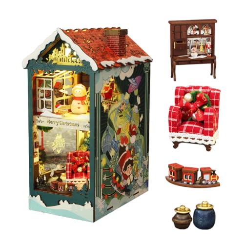 DIY Book Nook Kit Miniatur Weihnachten Puppenhaus Möbel mit LED-Licht Zubehör Buchstützen Buchständer Puzzle Modell Hände Handwerk Kind Teenager und Erwachsene bauen Geschenk DIY Book Nook Kit Miniatur Weihnachten Puppenhaus Möbel mit LED-Licht Zubehör Buchstützen Buchständer Puzzle Modell Hände Handwerk Kind Teenager und Erwachsene bauen Geschenk von HJBHDOLL