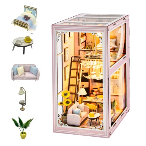DIY Miniatur Puppenhaus Bausatz Rosa Loft Bücherecke Set, Puppenhaus Puzzle Modell Bücherregal Dekoration Kreatives Handwerk Junge und Mädchen Geburtstagsgeschenk DIY Miniatur Puppenhaus Bausatz Rosa Loft Bücherecke Set, Puppenhaus Puzzle Modell Bücherregal Dekoration Kreatives Handwerk Junge und Mädchen Geburtstagsgeschenk von HJBHDOLL