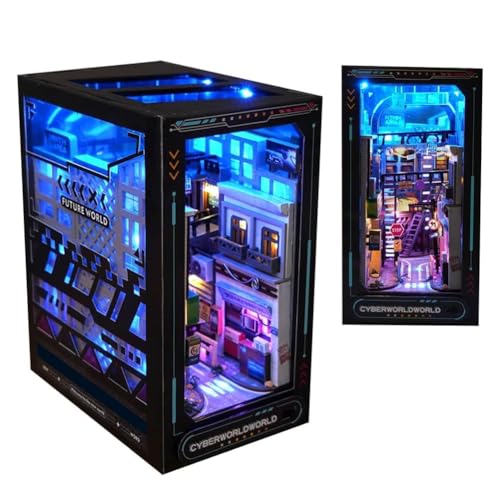 HJBHDOLL DIY Miniatur Puppenhaus Kits Future Worlds Book Nook Set, Puppenhaus Puzzle Modell Bücherregal Dekor Drei Farben von Licht Junge und Mädchen Geburtstagsgeschenk von HJBHDOLL