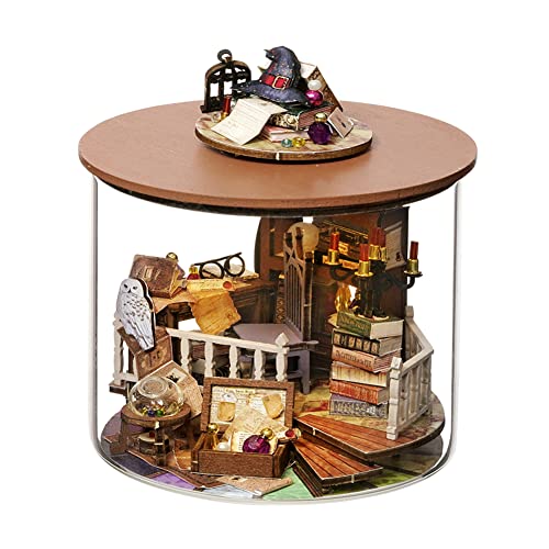 DIY Miniatur-Puppenhaus-Set mit Möbeln und LED-Lichtern, Maßstab 1:24, Traumflasche, Puppenhaus-Zubehör, kreativer Raum für Jungen und Mädchen, Geschenk (Magic House) von HJBHDOLL