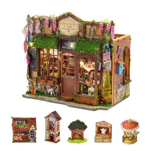 DIY Puppenhaus Miniatur Bausatz, Mini Märchenladen Puzzle Modell im Maßstab 1:24, Puppenhaus Ladenmöbel, Zubehör und LED-Beleuchtung, Kreativraum, Geburtstagsgeschenk für Jungen und Mädchen DIY Puppenhaus Miniatur Bausatz, Mini Märchenladen Puzzle Modell im Maßstab 1:24, Puppenhaus Ladenmöbel, Zubehör und LED-Beleuchtung, Kreativraum, Geburtstagsgeschenk für Jungen und Mädchen von HJBHDOLL