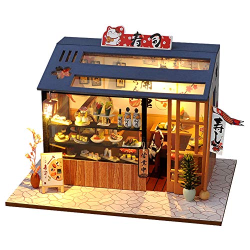 DIY Puppenhaus Miniatur-Möbel, handgemachte japanischen Stil DIY Puppenhaus Kit, 1:24 Skala kreative Zimmer Geschenkidee für Erwachsene Freund Liebhaber (Sushi Laden) von HJBHDOLL