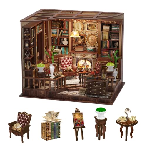 DIY Puppenhaus Miniatur-Set, Maßstab 1:24, Mini-Studierzimmer, Puzzle-Modell, Puppenhaus-Möbel, Zubehör und LED-Lichter, Kinder, Teenager und Erwachsene, Weihnachten, Geburtstagsgeschenk DIY Puppenhaus Miniatur-Set, Maßstab 1:24, Mini-Studierzimmer, Puzzle-Modell, Puppenhaus-Möbel, Zubehör und LED-Lichter, Kinder, Teenager und Erwachsene, Weihnachten, Geburtstagsgeschenk von HJBHDOLL