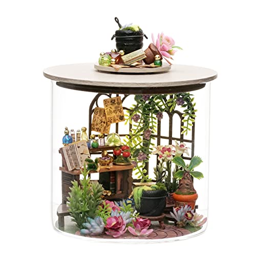 Handgefertigte magische Flaschenbox, Miniatur-Puppenhaus-Möbelset, DIY-Puppenhaus-Zubehör mit LED-Lichtern, kreative Raumdekoration, Erwachsene, Jugendliche, Kind, Geschenk (Garten) von HJBHDOLL
