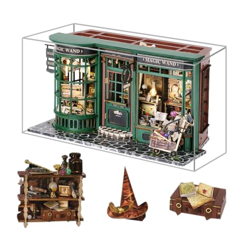 Magic Shop Puppenhaus mit Staubschutz, DIY Miniatur Puppenhaus Möbel Kit, Maßstab 1:24 Kreatives Geschenk für Kinder Teen Geburtstagsgeschenk von HJBHDOLL