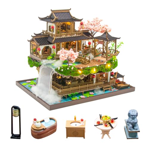 Mini Chinesische Fairyland Villa Mini Puppenhaus Möbel, DIY Miniatur Puppenhaus Kit mit LED Licht, Maßstab 1:24 Kreativer Raum für Romantisches Geburtstags Xmas Geschenk Mini Chinesische Fairyland Villa Mini Puppenhaus Möbel, DIY Miniatur Puppenhaus Kit mit LED Licht, Maßstab 1:24 Kreativer Raum für Romantisches Geburtstags Xmas Geschenk von HJBHDOLL