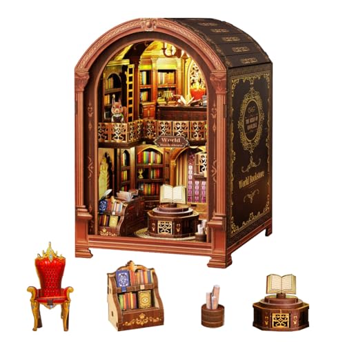 Mini World Bookstore Puppenhaus, DIY Book Nook Kit Miniatur Puppenhaus mit LED-Licht Möbelzubehör, kreative Bücherregal Dekoration Erwachsene Teen Kid Build Geschenke Mini World Bookstore Puppenhaus, DIY Book Nook Kit Miniatur Puppenhaus mit LED-Licht Möbelzubehör, kreative Bücherregal Dekoration Erwachsene Teen Kid Build Geschenke von HJBHDOLL