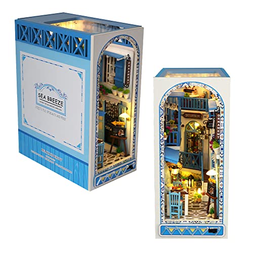 Miniatur-Buch geformt Puppenhaus mediterranen Stil Holz Möbel DIY Puppenhaus Kit mit LED Kreative Raum, Erwachsene Teenager Kinder Geschenk von HJBHDOLL