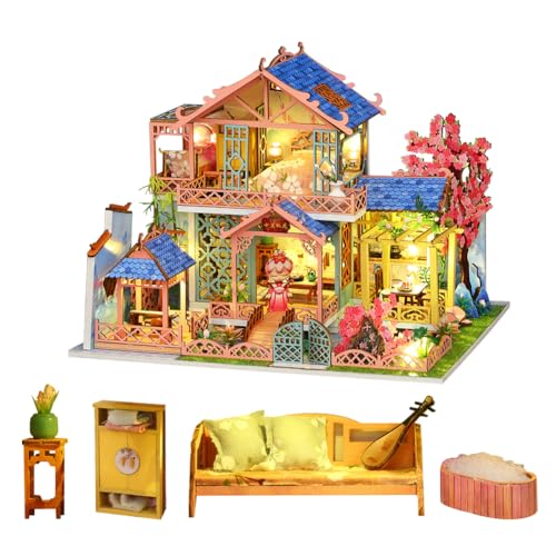 Miniatur-Set zum Selbermachen, Mini-Puzzle-Modell im chinesischen Stil im Maßstab 1:24, Puppenhaus-Möbelzubehör und LED-Lichter, Kinder, Teenager und Erwachsene, Geschenk Miniatur-Set zum Selbermachen, Mini-Puzzle-Modell im chinesischen Stil im Maßstab 1:24, Puppenhaus-Möbelzubehör und LED-Lichter, Kinder, Teenager und Erwachsene, Geschenk von HJBHDOLL