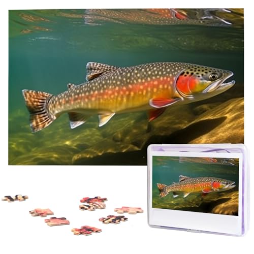 Puzzle Puzzle 1000 Teile Holzpuzzle für Erwachsene Benutzerdefinierte Puzzles Personalisierte Bilderpuzzles Bachforelle Fliegenfischen Hochzeitspuzzle für Geburtstag Familie von HJBNW