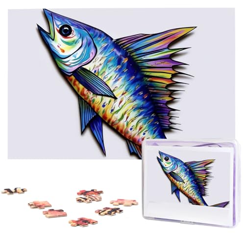 Puzzle Puzzle 1000 Teile Holzpuzzle für Erwachsene Benutzerdefinierte Puzzles Personalisierte Bilderpuzzles Fischkunst Hochzeitspuzzle für Geburtstag Familie von HJBNW
