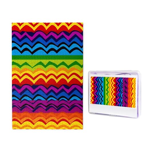 Puzzle Puzzle 1000 Teile Holzpuzzle für Erwachsene Benutzerdefinierte Puzzles Personalisierte Bilderpuzzles Gay Pride Regenbogen Muster Hochzeit Puzzle für Geburtstag Familie von HJBNW