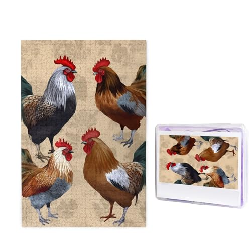 Puzzle Puzzle 1000 Teile Holzpuzzle für Erwachsene Benutzerdefinierte Puzzles Personalisierte Bilderpuzzles Hahn und Huhn Hochzeitspuzzle für Geburtstag Familie von HJBNW