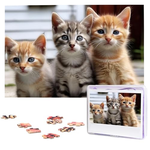 Puzzle Puzzle 1000 Teile Holzpuzzle für Erwachsene Benutzerdefinierte Puzzles Personalisierte Bilderpuzzles Kätzchen Familie Katzen Hochzeit Puzzle für Geburtstag Familie von HJBNW
