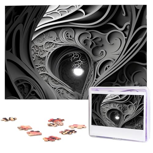 Puzzle Puzzle 1000 Teile Holzpuzzle für Erwachsene Benutzerdefinierte Puzzles Personalisierte Bilderpuzzles Komplexe Schwarz-Weiß-Hochzeitspuzzle für Geburtstag Familie von HJBNW