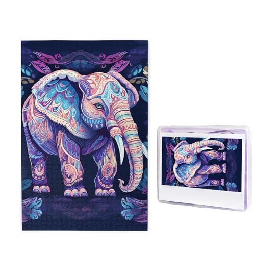 Puzzle Puzzle 1000 Teile Holzpuzzle für Erwachsene Benutzerdefinierte Puzzles Personalisierte Bilderpuzzles Lila Elefant Hochzeitspuzzle für Geburtstag Familie von HJBNW