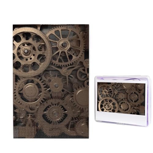 Puzzle Puzzle 1000 Teile Holzpuzzle für Erwachsene Benutzerdefinierte Puzzles Personalisierte Bilderpuzzles Steampunk Mechanische Zahnräder Hochzeitspuzzle für Geburtstag Familie von HJBNW