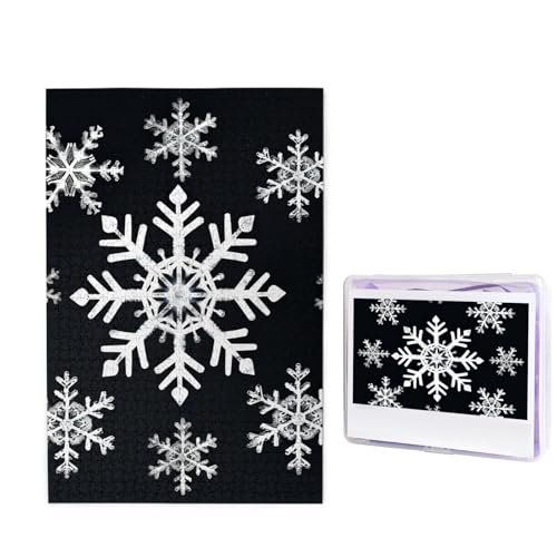 Puzzle Puzzle 1000 Teile Holzpuzzle für Erwachsene Benutzerdefinierte Puzzles Personalisierte Bilderpuzzles Weiße Schneeflocke Hochzeitspuzzle für Geburtstag Familie von HJBNW