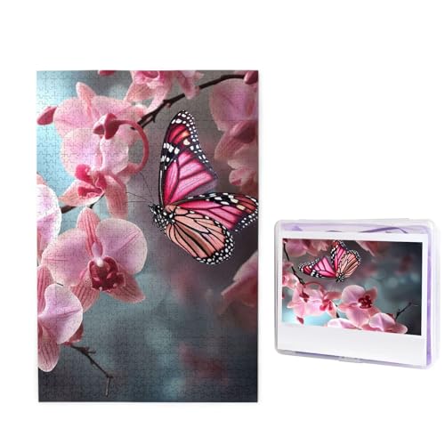 Puzzle Puzzle 1000 Teile Holzpuzzle für Erwachsene Benutzerdefinierte Puzzles Personalisierte Bildpuzzles Orchidee Blume Schmetterling Frühling Hochzeit Puzzle für Geburtstag Familie von HJBNW