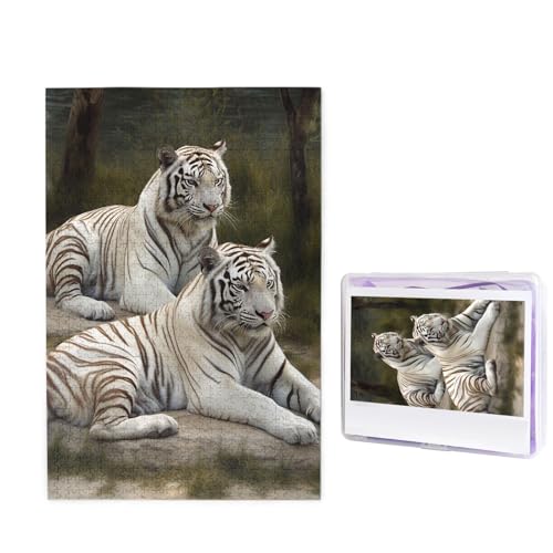 Puzzle Puzzle 1000 Teile Holzpuzzle für Erwachsene Benutzerdefinierte Puzzles Personalisierte Bildpuzzles Weiße Tiger Hochzeitspuzzle für Geburtstag Familie von HJBNW