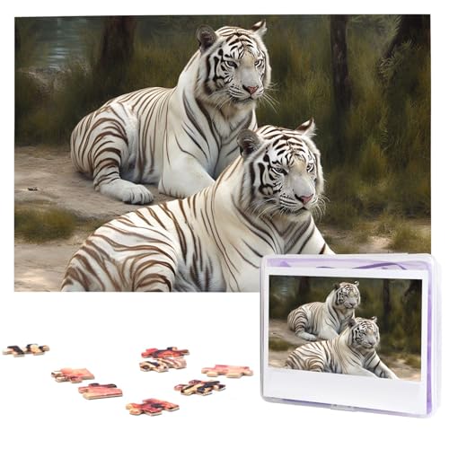 Puzzle Puzzle 1000 Teile Holzpuzzle für Erwachsene Benutzerdefinierte Puzzles Personalisierte Bildpuzzles Weiße Tiger Hochzeitspuzzle für Geburtstag Familie von HJBNW