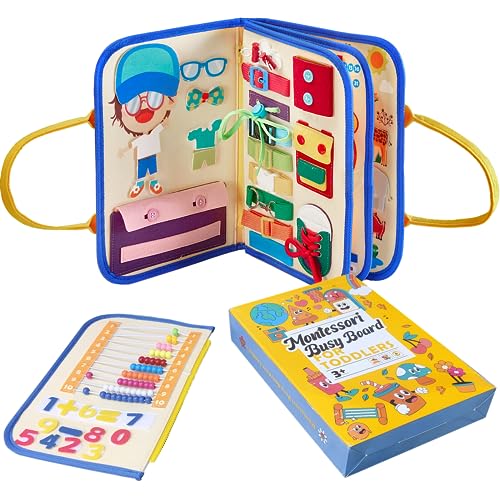 HJCMikee Busy Board für Kleinkinder, Activity Board für Kinder im Alter von 2 3 4 5 Jahren, Montessori-Spielzeug für Sensibilität und Fähigkeitsentwicklung, Kindergeburtstags- und Jubiläumsgeschenk von HJCMikee