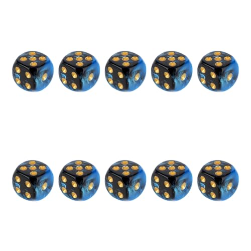 10 Stück Würfel Set,Polyedrische D6 Sechsseitiger,Brick Box,16mm Acryl Spielwürfel Zweifarbige Farbwürfel Bunt,Block of Dice,Six Sided Die,für Rollenspiele Würfelspiele Tischspiele,Pearl Blue von HJDJBD