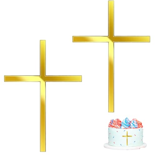 2 Stück Goldenes Kreuz Tortendeko Taufe,Tortendeko,Tortenstecker,Cake Topper Kommunion,Topp Die Torte,Auftorte Mädchen Junge Firmung Dekoration,für Hochzeit,Geburtstag Party Tauftorte,Weihnachtstag 2 Stück Goldenes Kreuz Tortendeko Taufe,Tortendeko,Tortenstecker,Cake Topper Kommunion,Topp Die Torte,Auftorte Mädchen Junge Firmung Dekoration,für Hochzeit,Geburtstag Party Tauftorte,Weihnachtstag von HJDJBD