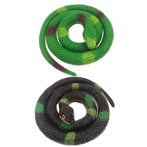 2 Stück Schlange,Schlangen,Gummischlange,Gummischlangen,Snake,Spielzeug,Fake Spielzeug,Kunststoff Schlangen,Schlangenimitation,Gummi Simulation,Verschiedene Bunte,Garten Props Witz-Streich-Geschen von HJDJBD