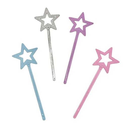 HJDJBD 4 Stück Zauberstab für Kinder,Zauberstab Glitzer,Magic Wand,Mädchen,Kinder Glitzer,Feen,Feenstab,Prinzessin,Stern Magic Wand Mit für Weihnachten,Kostüm Karneval,Mottoparty,Cosplay Dekoration von HJDJBD
