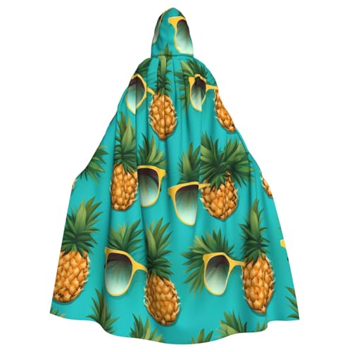 HJFCZH Ananas-Frucht-Sonnenbrille, Sandstrand-Muster, Halloween, Erwachsenen-Kapuzenumhang mit Fliege, ohne Reißverschluss von HJFCZH